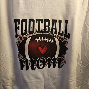 Gildan White 'Football Mom' Leopard Heart Graphic Tee